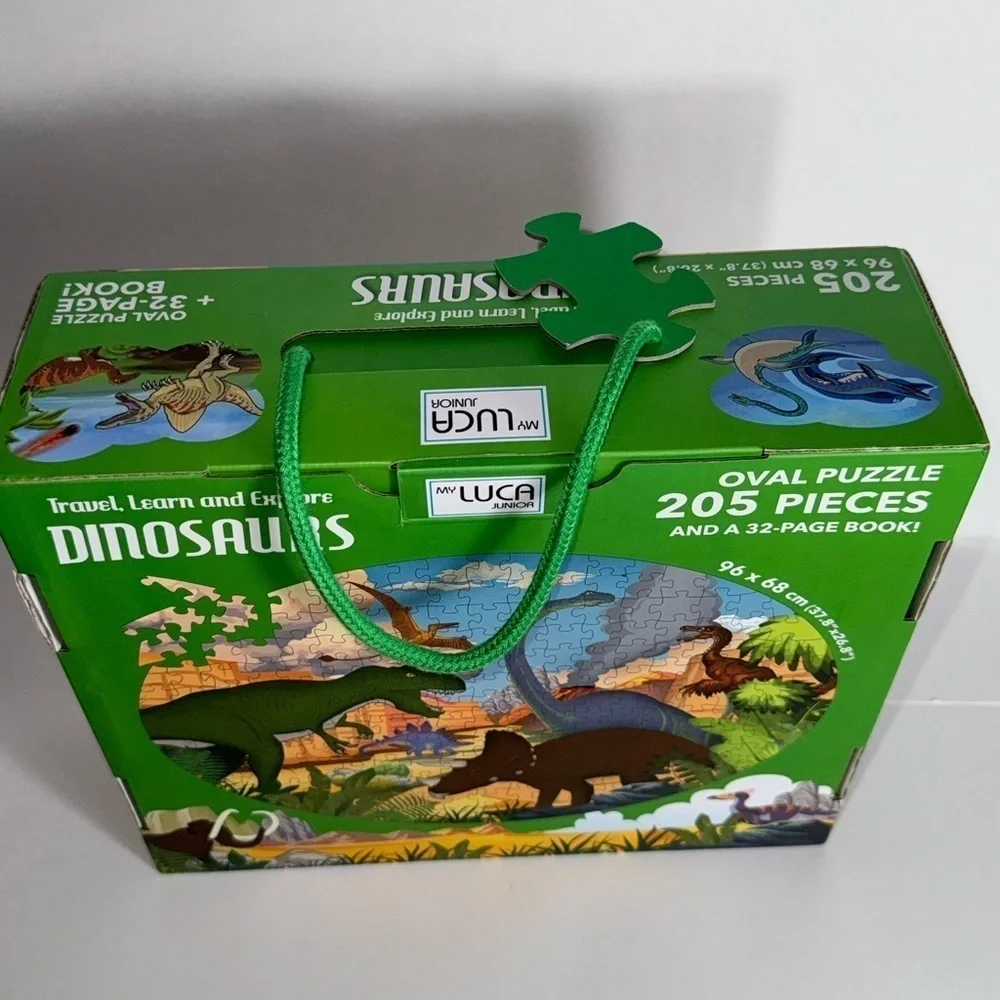 My LUCA Junior Oval Puzzle 205 Pieces& book Travel, Learn, Explore Dinosaurs